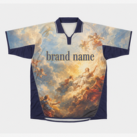 Kaos Polo Streetwear Pria Cetak Mitologi Yunani Kustom Desain Kontras Sublimasi Penuh Ukuran Besar Retro Sepak Bola