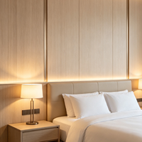 Panneau mural en PVC à grain de bois en fibre de charbon de bambou de 1,22 m de large, design moderne, ignifuge et imperméable pour villas et commerces