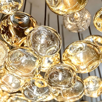Lustre moderne de luxe personnalisé en verre, éclairage LED anti-éblouissement, CRI 95 élevé, dimmable, personnalisable pour projets commerciaux