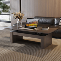 Vente directe d'usine, table basse réglable en hauteur, table de salon moderne avec pieds en acrylique/bois massif