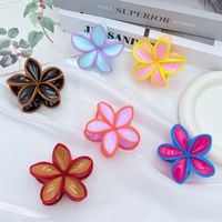 Ensemble de pinces à cheveux en plastique à fleurs de couleur contrastée - Accessoire de cheveux mignon et charmant pour les coiffures féminines et jeunes, style estival