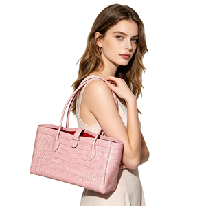 Sac fourre-tout tendance en cuir PU effet <span class=keywords><strong>crocodile</strong></span> pour femme, design français, couleurs contrastées, personnalisable pour le shopping - Product Image 2