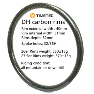 26/27.5ER DH ขอบคาร์บอน <span class=keywords><strong>Tubeless</strong></span> <span class=keywords><strong>Hookless</strong></span> ลงฮิลล์จักรยานเสือภูเขาวงกลม 40 มม. กว้าง 32 มม. โปรไฟล์ 31 มม. กว้างภายใน - Product Image 2