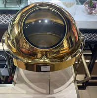 Luxus 6L Edelstahl Gold Chafing Dish Runde Roll Top Buffet Food Warmer Herd Chafer für Hotel Restaurant Buffet Party