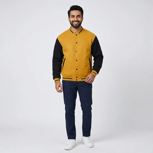 Vestes universitaires en laine personnalisées de haute qualité pour hommes Vente à chaud de vestes en cuir à manches Letterman et Bomber CollegeBaseballjacket pour hommes - Product Image 1