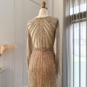 شارون قال SS214 فاخر دبي شرابة فضة عارية حورية البحر فستان سهرة نسائي لحفلات الزفاف أكمام طويلة - Product Image 5