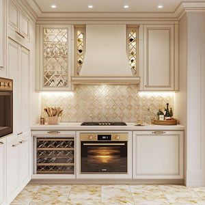 Armoire de cuisine modulaire moderne de luxe avec portes en bois massif de chêne Mini grand rangement pour l'hôtel - Product Image 5