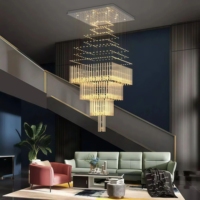 JYLIGHTING Lustre en cristal de forme carrée, grand modèle personnalisé, doré, pour la décoration de restaurants, d'hôtels et de mariages