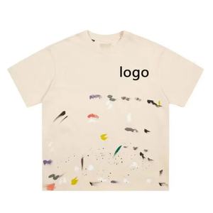 Camiseta Oversize de Algodón 100% de 300 GSM, Tejida y Estampada, Estilo Streetwear, con Diseño de Salpicaduras de Pintura Personalizado, Vintage, con Bloques de Color y Corte Cropped - Product Image 3