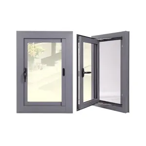 Ventana abatible de aluminio HOTIAN, ventana personalizada con vidrio templado transparente