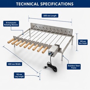 Parrilla de <span class=keywords><strong>Ladrillo</strong></span> para Fogata al Aire Libre, Mangal Turco, <span class=keywords><strong>Asador</strong></span> de Kebab Eléctrico Portátil, Carga Tipo C, <span class=keywords><strong>Asador</strong></span> de Carne Automático para Barbacoa - Product Image 5