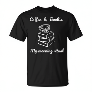 T-shirt « Café et livres : mon rituel matinal » pour les amateurs de livres - Product Image 2