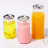 Nouvelle conception de canettes en plastique transparent jetables avec logo personnalisé, 330 ml, avec couvercles à clipser pour thé au lait, jus, gâteau, smoothie, marque XJ