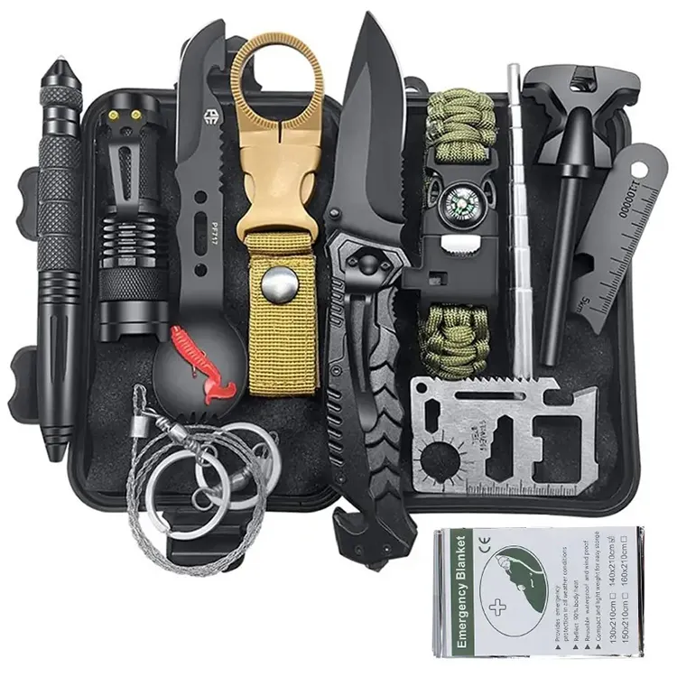 Outdoor Camping Hiking Survival Gear Tools Set Box Escape Safety Survival Bug Out Bag Emergency Survival Kit