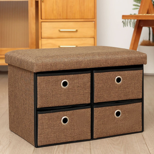 Banco Otomano Plegable Incluye Cubierta Cubby Cajón Reposapiés con Cajones - Product Image 2