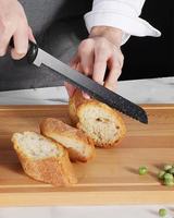 Ensemble de 6 couteaux de cuisine en acier inoxydable, revêtement antiadhésif, lame noire, poignée en plastique tressé antidérapante, écologique, ambidextre