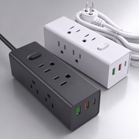 Multiprise de bureau personnalisée avec logo, 3 voies, 2 ports USB, 1 port Type C PD à charge rapide, 6 prises, protection contre les surtensions