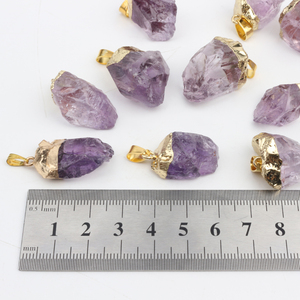 Wholesale Spiritual <b>Crystal</b> Amethyst Pendant Natural <b>Crystal</b> Necklace Gemstone Amethyst <b>Raw</b> Stone Pendant - Product Image 4