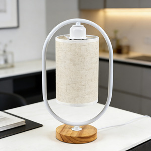 Nuova Lampada da Tavolo in Legno e Tessuto in Stile Cinese Moderno, Lampada da Comodino per Camera da Letto, Lampada LED USB Dimmerabile Creativa Fai-da-Te per Soggiorno - Product Image 4