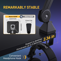Support de microphone Maono BA37 robuste et réglable en métal avec pince de bureau améliorée pour podcasting, enregistrement, streaming et jeux