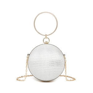 Borsetta a sfera rotonda <span class=keywords><strong>nera</strong></span> in <span class=keywords><strong>argento</strong></span> dorato per donna di lusso con strass brillante con strass borsa da sera - Product Image 3