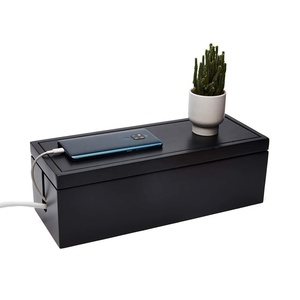 Boîte de gestion de câbles Boîte d'organisation de cordon en bois pour rallonge Power Stripe Wire Management Organizer Cover Hider pour la maison - Product Image 1