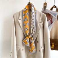 En gros, Foulard fin en soie sergé pour femme, imprimé numérique, design personnalisé, style printemps, utilisable comme bandeau et accessoire de sac à main