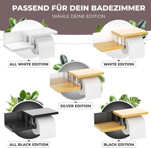 ที่วางกระดาษชำระแบบติดผนังทรงสี่เหลี่ยมผืนผ้า พลาสติก รักษ์โลก ทันสมัย สีขาว พร้อมชั้นวางของในห้องน้ำ - Product Image 4