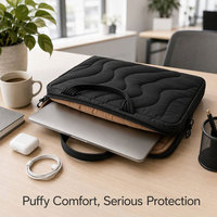 Bolsa acolchada para portátil, funda acolchada con múltiples compartimentos, asas negras, anillo en D, funda protectora para computadora, para viajes y oficina