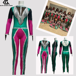 Groene En Roze Majorette Dansuniformen Met Franje <span class=keywords><strong>Cheerleading</strong></span> Sublimatie Custom Majorette Uniform Sets - Product Image 1