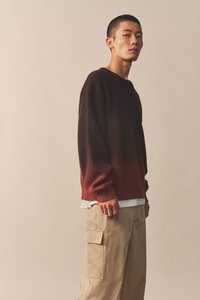 <strong>Red</strong> <strong>Black</strong> Ombre Dip Dye Crew Neck Sweater Men Grunge Style Gradient Knit Pullover Streetwear <strong>Jumper</strong> - Product Image 4