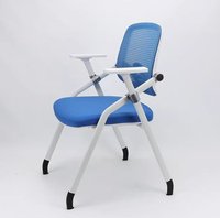 Chaise de formation au design moderne, en tissu, avec roulettes en PP, chaise de bureau en maille, pliable, réglable en hauteur, dossier ouvert