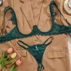 Setelan pakaian dalam renda seksi wanita, setelan Lingerie renda dada terbuka menggoda erotis gaya Eropa dan Amerika baru untuk wanita - Product Image 6