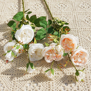 Vente chaude Austin <span class=keywords><strong>Rose</strong></span> Décor 6-Tête Artificielle Blanc Violet Fleurs pour la Décoration de Table de Mariage pour la Saint-Valentin Pâques - Product Image 5