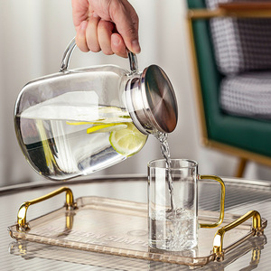 Carafe à eau froide en verre moderne pour la maison, grande capacité, en verre borosilicate avec couvercle, pour usage domestique - Product Image 2