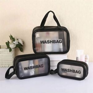 Custom Logo PU Leather PVC Transparent Clear Zipper Beauty Organizer <b>Storage</b> <b>Bath</b> Wash Cosmetic Makeup Bag - Product Image 3