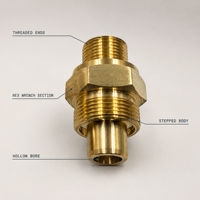 Connecteur hexagonal fileté sur mesure OEM 59 en laiton usiné CNC de précision avec double filetage pour équipement industriel