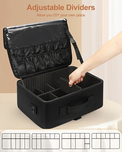 Relavel Grande trousse de maquillage avec 3 pochettes amovibles Mallette de train de voyage Organisateur de cosmétiques Boîte de transport pour maquilleurs <span class=keywords><strong>Coiffeur</strong></span> - Product Image 4