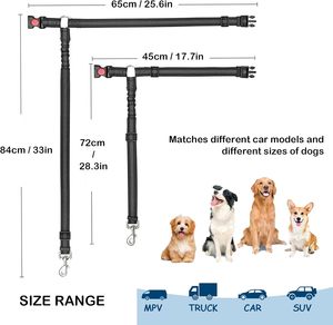 Factory Wholesale Safety Heavy Duty Durable Retractable Adjustable Bungee Nylon Dog <b>Pet</b> Vehicle Car Seatbelts Seat <b>Leash</b> Belt - Product Image 2