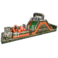 Parcours d'obstacles gonflable camouflage commercial de 36 pieds pour jardin, jeux gonflables de course et de course à pied