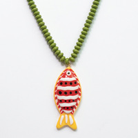 Collier de perles de poisson fait main, style européen-américain, pour l'été, avec pendentif coloré en forme de poisson tropical, pour femme