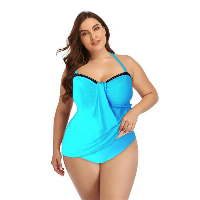 Maillot de bain deux pièces pour femmes, taille haute, Crop Top, avec découpe, culotte taille haute, Bikini, grande taille XXL, été,