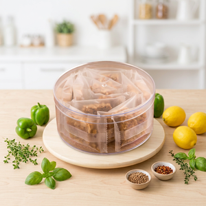 Boîte de rangement ronde en plastique transparent avec couvercle, empilable, pour biscuits, collations, desserts - Product Image 3