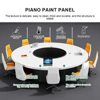 Bureau de conférence italien design peint Grande table et chaises de réunion circulaire blanche Ensemble table de conférence 8 personnes avec prise de courant