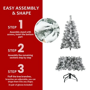 Sapin de Noël floqué de 1,5 m - Arbre de Noël artificiel enneigé avec 407 pointes, forme pleine en PVC, support métallique robuste, Winter Wond - Product Image 3