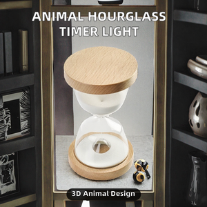 Three-dimensional Animal Hourglass <b>Timer</b> Night <b>Light</b> 60 Min Modern -Wood Home Ornament Luminous Timing Home Decoration - Product Image 2