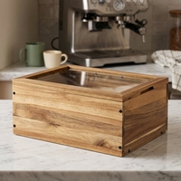 Boîte à pain en bois personnalisable en gros avec couvercle en acrylique, grande boîte de rangement en bois pour comptoir de cuisine pour pains et pâtisseries