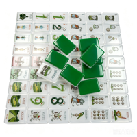 Tuiles de Mahjong en Bambou Vert avec Numéros pour Soirée de Jeu Classique, Divertissement à Domicile, Traditionnel pour Clubs et Magasins, avec Livre de Règles