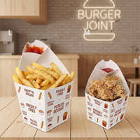 Boîte d'emballage en papier pour frites avec porte-sauce, personnalisable avec logo et photo, prix de gros