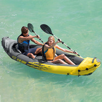 Kayak Inflable K1 K2 en Oferta, Bote de Pesca de PVC, Balsa para 2 Personas, Bote Resistente para Navegar, Amarillo/Verde, 1 Año de Garantía